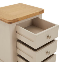 The Furniture Market Marbury Putty Grey Painted 3 Drawer Bedside Table Wooden Lamp Side Table Light Whitewash Oak Top For Bedroom And Living Room - thumbnail 5