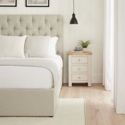 The Furniture Market Marbury Putty Grey Painted 3 Drawer Bedside Table Wooden Lamp Side Table Light Whitewash Oak Top For Bedroom And Living Room - thumbnail 3
