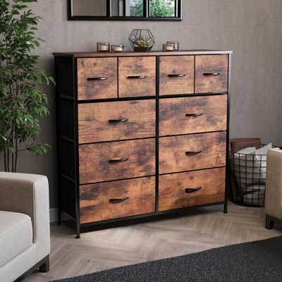 Lassic Vida Designs Chorley 10 Drawer Fabric Ukfr Chest Of Drawers, Rustic Brown - image 1