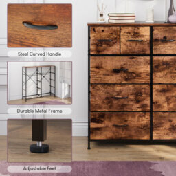 Lassic Vida Designs Chorley 10 Drawer Fabric Ukfr Chest Of Drawers, Rustic Brown - thumbnail 9