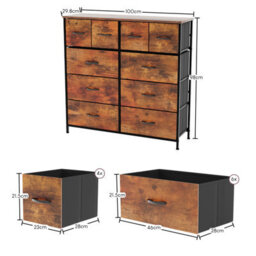 Lassic Vida Designs Chorley 10 Drawer Fabric Ukfr Chest Of Drawers, Rustic Brown - thumbnail 3