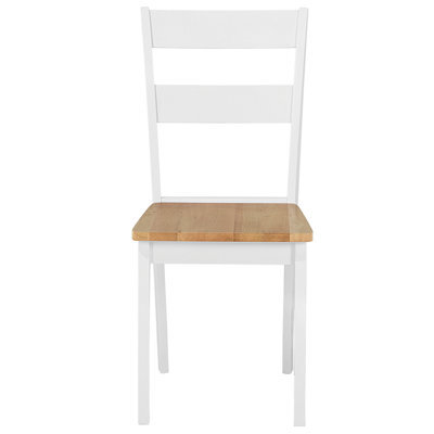 Wyld And Coco Set Of 2 White Rubberwood Slat Back Dining Chairs Cottage Style - Natural Seat - image 1