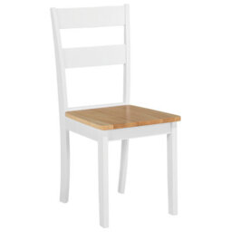 Wyld And Coco Set Of 2 White Rubberwood Slat Back Dining Chairs Cottage Style - Natural Seat - thumbnail 4