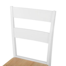 Wyld And Coco Set Of 2 White Rubberwood Slat Back Dining Chairs Cottage Style - Natural Seat - thumbnail 5