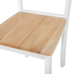 Wyld And Coco Set Of 2 White Rubberwood Slat Back Dining Chairs Cottage Style - Natural Seat - thumbnail 6