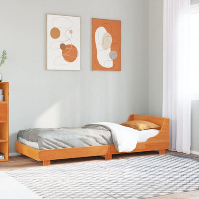 Berkfield Bed Frame Without Mattress Wax Brown 75X190 Cm Small Single Solid Wood Pine - image 1