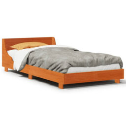 Berkfield Bed Frame Without Mattress Wax Brown 75X190 Cm Small Single Solid Wood Pine - thumbnail 2