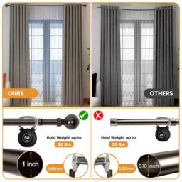 Aspire Homeware Plain Metal Curtain Pole With Ball Finials Extendable Rod 160-300 Cm (Black Nickel) - thumbnail 6