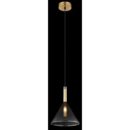 Luminosa Lighting Luminosa Elisabeth Dome Slim Pendant Ceiling Light Brass-Coloured Smoke Glass Shade 1X G9 - thumbnail 4