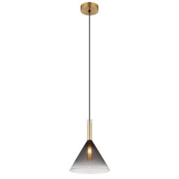 Luminosa Lighting Luminosa Elisabeth Dome Slim Pendant Ceiling Light Brass-Coloured Smoke Glass Shade 1X G9