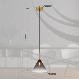 Luminosa Lighting Luminosa Elisabeth Dome Slim Pendant Ceiling Light Brass-Coloured Smoke Glass Shade 1X G9 - thumbnail 6