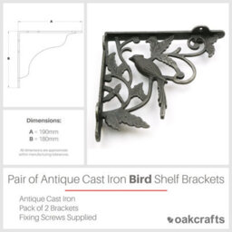 Oakcrafts - Pair Of Antique Cast Iron Decorative Bird Shelf Brackets - 180mm X 190mm - thumbnail 3
