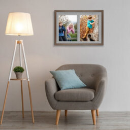 AK Frames 20X14 Walnut Sleek Multi Photo Frame With Silver Mount - Holds 2 Apertures (2X) A4 Photos - thumbnail 3