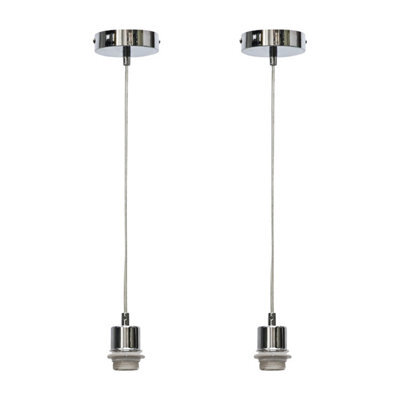 First Choice Lighting Set Of 2 Carss - Polished Chrome Ceiling Pendants For Easy Fit Shades - image 1