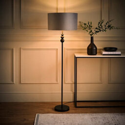 Valuelights Marissa Black Stacked Ball Floor Lamp With Grey Velvet With Chrome Inner Lamp Shade - thumbnail 5