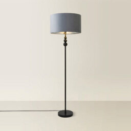Valuelights Marissa Black Stacked Ball Floor Lamp With Grey Velvet With Chrome Inner Lamp Shade - thumbnail 6