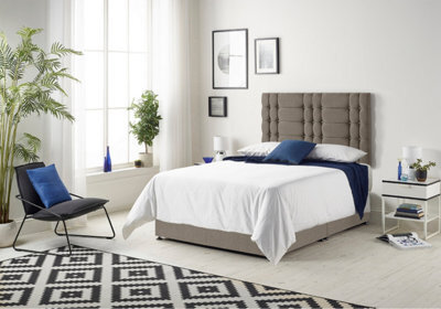 Somnior Beds Somnior Bliss Tweed Coffee 4Ft6 Memory Foam Divan Bed With 4 Drawers, Mattress & Headboard - Double - image 1