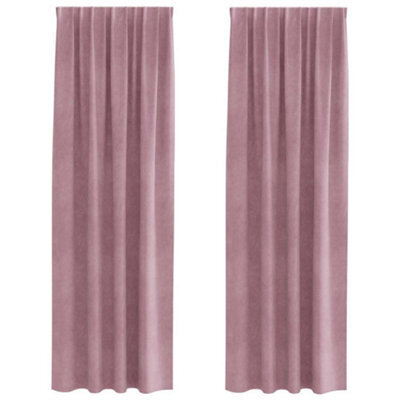 Berkfield Modern Blackout Curtains With Top Tape 2 Pcs Dark Pink Velvet - image 1