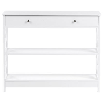 Wyld And Coco Nordic Home White Sideboard 100 X 30 Cm With 1 Drawer And 2 Shelves Country Style - image 1