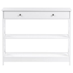 Wyld And Coco Nordic Home White Sideboard 100 X 30 Cm With 1 Drawer And 2 Shelves Country Style - thumbnail 1