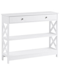 Wyld And Coco Nordic Home White Sideboard 100 X 30 Cm With 1 Drawer And 2 Shelves Country Style - thumbnail 3