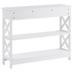 Wyld And Coco Nordic Home White Sideboard 100 X 30 Cm With 1 Drawer And 2 Shelves Country Style - thumbnail 6