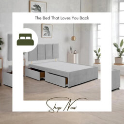 Silver Plush Fabric 6Ft Super King Bed Frame With 20 Inch Vertical Line Headboard And 2 Drawers - thumbnail 4