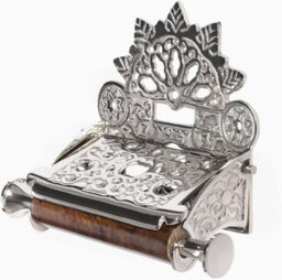 Wall Mounted Toilet Roll Holder - Flap Design Brass Toilet Paper Holder - Silver - thumbnail 1