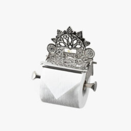 Wall Mounted Toilet Roll Holder - Flap Design Brass Toilet Paper Holder - Silver - thumbnail 5