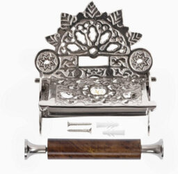 Wall Mounted Toilet Roll Holder - Flap Design Brass Toilet Paper Holder - Silver - thumbnail 3