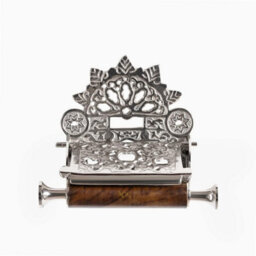 Wall Mounted Toilet Roll Holder - Flap Design Brass Toilet Paper Holder - Silver - thumbnail 2