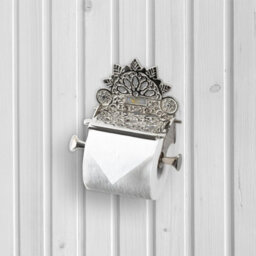 Wall Mounted Toilet Roll Holder - Flap Design Brass Toilet Paper Holder - Silver - thumbnail 6