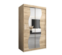 Arte Madrid Contemporary 2 Mirrored Sliding Door Wardrobe 5 Shelves 2 Rails Oak Sonoma Effect (H)2000mm (W)1200mm (D)620mm - thumbnail 1