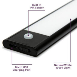 Plum&clay Wireless Motion Sensor Rechargeable Cabinet Led Light Bar Black (W)200mm - thumbnail 2