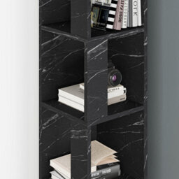 Decortie Piano Modern Corner Bookcase Shelving Unit Tall Display Unit Corner Shelf Black Marble Effect 158.9Cm - thumbnail 4