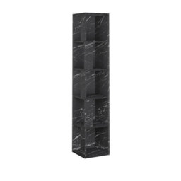 Decortie Piano Modern Corner Bookcase Shelving Unit Tall Display Unit Corner Shelf Black Marble Effect 158.9Cm - thumbnail 2