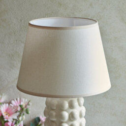 Luminosa Lighting Luminosa Bobble White Crackle Glaze Table Lamp With Vintage White Fabric Ivy Shade 35Cm B22 - thumbnail 5
