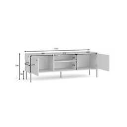 Arte Modern Grey Tv Cabinet 156Cm - Black Metal Accents & Cable Management For A Sleek, Organised Living Room - thumbnail 3