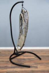 Sh&g Hanging Egg Chair - Basket Chair, Stand & Cushion Set - Grey Rattan & Steel With Grey Cushion - Signature Homes And Gardens - thumbnail 4