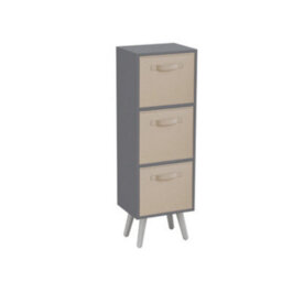 Urbn-Living Urbnliving 80Cm Height 3 Tier Grey Wooden Storage Bookcase Scandinavian Style White Legs With Beige Inserts - thumbnail 2