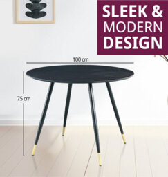 Hallowood Furniture Finley Small Round Dining Table (Tab101) With Black Top - thumbnail 3