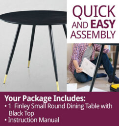 Hallowood Furniture Finley Small Round Dining Table (Tab101) With Black Top - thumbnail 7