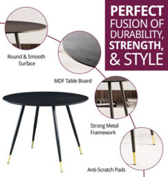 Hallowood Furniture Finley Small Round Dining Table (Tab101) With Black Top - thumbnail 2