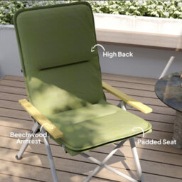 Outsunny Padded Camp Chair Outdoor High Back Folding Recliner With Bag Green - thumbnail 6
