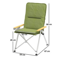 Outsunny Padded Camp Chair Outdoor High Back Folding Recliner With Bag Green - thumbnail 3
