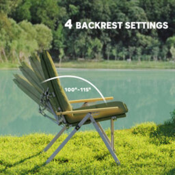 Outsunny Padded Camp Chair Outdoor High Back Folding Recliner With Bag Green - thumbnail 4