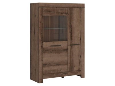 Arte Balin 101 Cm 2 Door Display Cabinet With Led Lights Oak Monastery - image 1