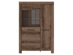 Arte Balin 101 Cm 2 Door Display Cabinet With Led Lights Oak Monastery - thumbnail 3