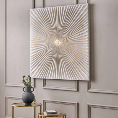 Pacific Lifestyle Light Grey And Gold Metal Starburst Wall Art - image 1