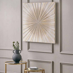 Pacific Lifestyle Light Grey And Gold Metal Starburst Wall Art - thumbnail 2